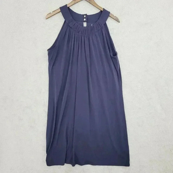 Calvin Klein Womens Sleeveless Halter Midi Dress Navy Polyester & Spandex 21CT - Picture 1 of 7